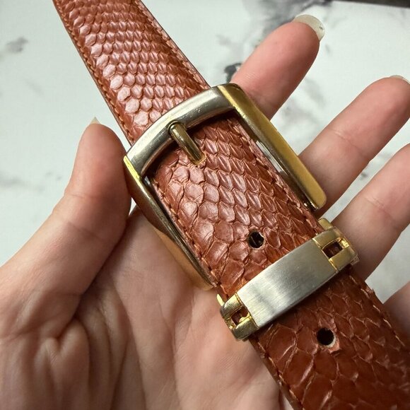 Genuine Snakeskin Leather Brown Belt Size 36
